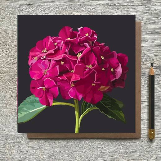 Red Hydrangea Foiled Greeting Card