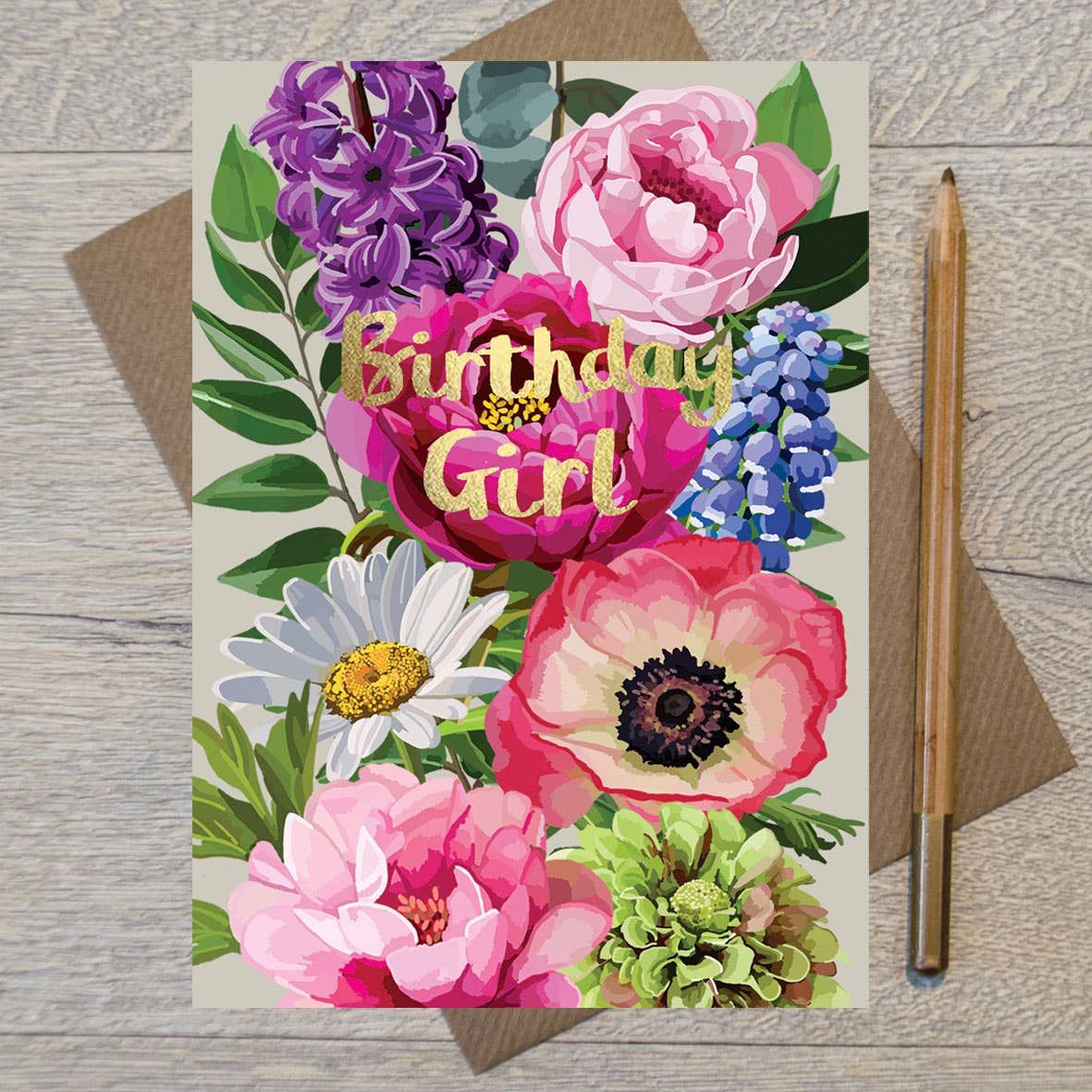 Birthday Girl Spring Gold Foiled Birthday Card