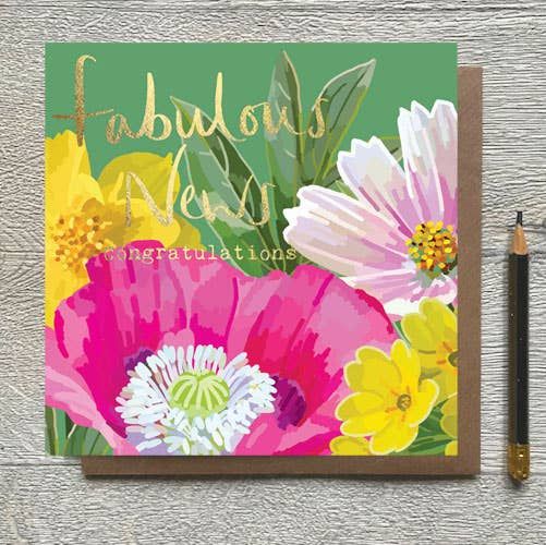 Fabulous News Congratulations Floral Gold Foiled Congratulations Card