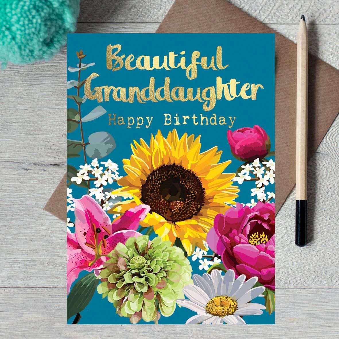 Beautiful Granddaughter Foiled Birthday Card