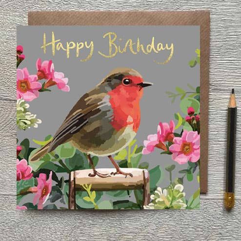 Happy Birthday Robin Gold Foiled Birthday Card