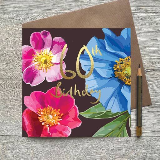 60th Birthday Floral Gold Foil Birthday Card