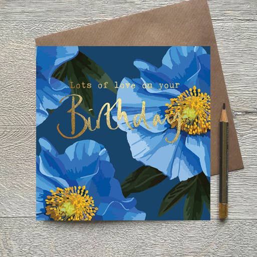 Lots Of Love On Your Birthday Blue Flowers Birthday Card