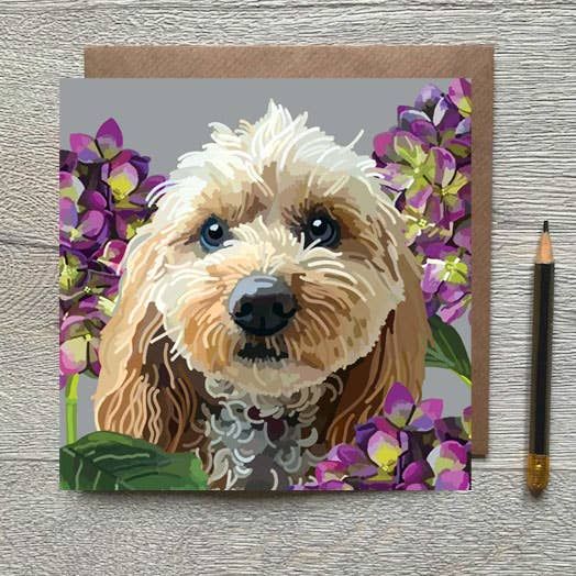 Cockapoo In Flowers Greeting Card