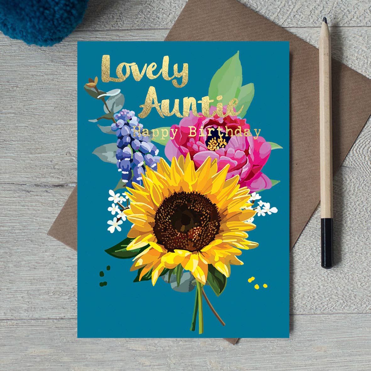 Lovely Auntie Birthday Gold Foiled Birthday Card