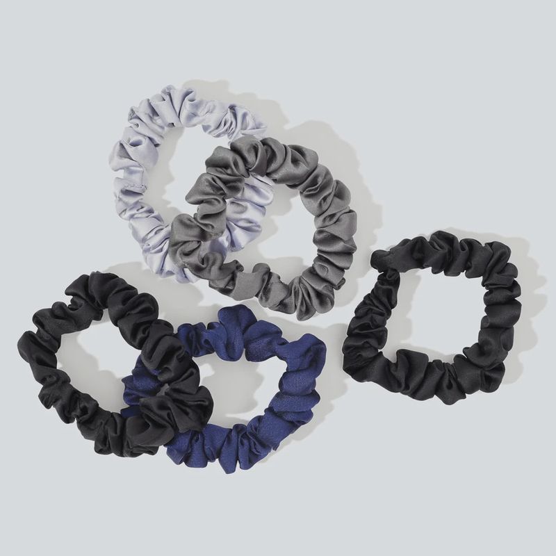 Midnight Satin Petite Scrunchies 5pc
