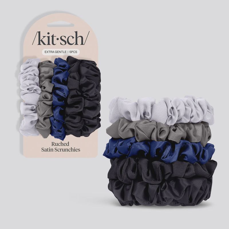 Midnight Satin Petite Scrunchies 5pc