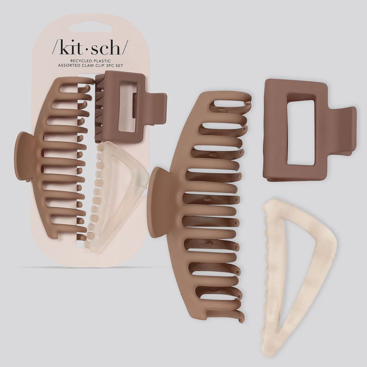 Recycled Plastic Assorted Claw Clip 3pc - Oversized Claw Clip