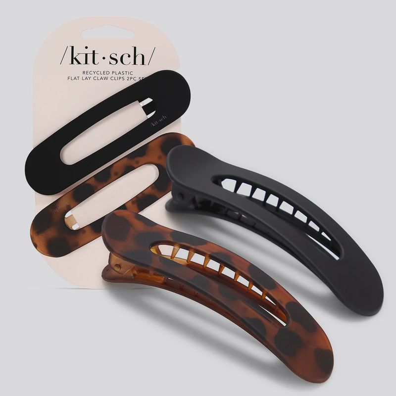 Black &amp; Tort Flat Lay Claw Clips 2pc