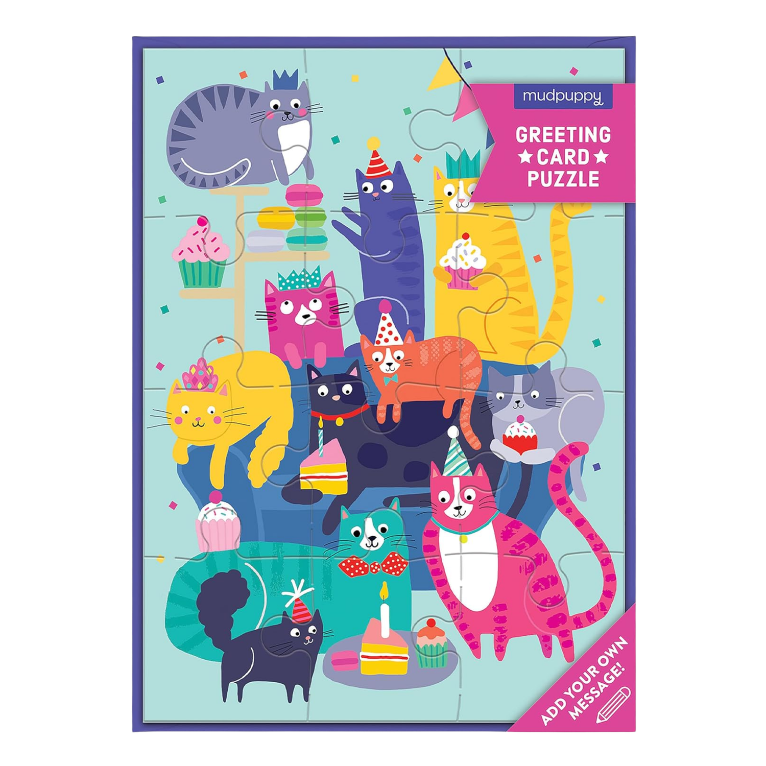 Cat Party Puzzle Greeting Card