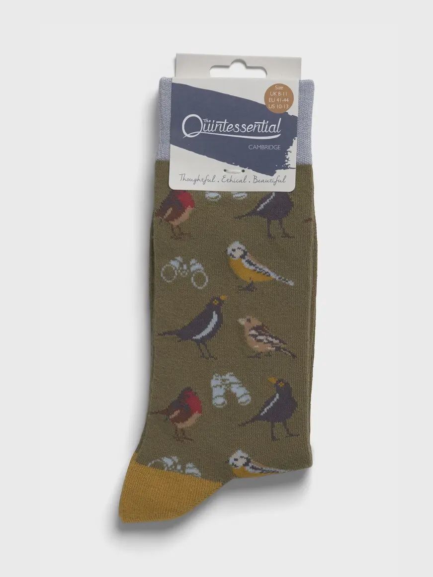 Bamboo Men's Socks Bird Watch Green