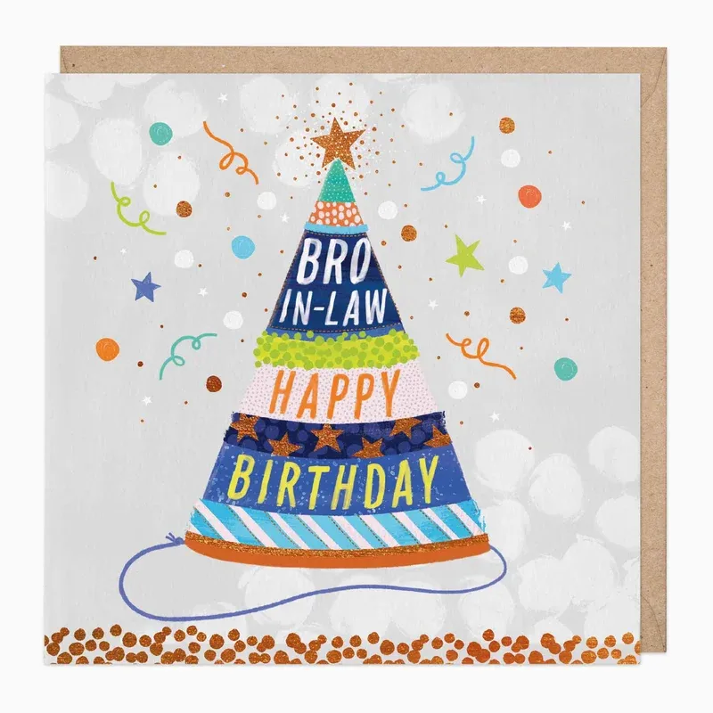 E113 - Party Hat Brother-In-Law Birthday Card