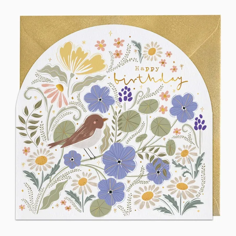 H119 - Bird in Blooms Birthday Card