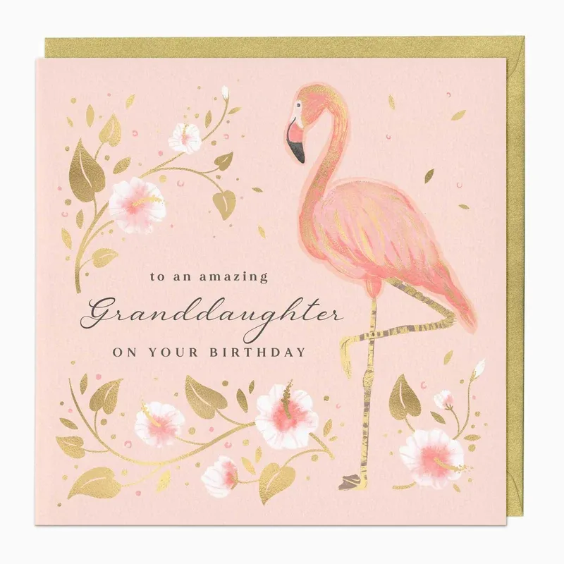 E688 - Flamingo, Granddaughter Birthday Card