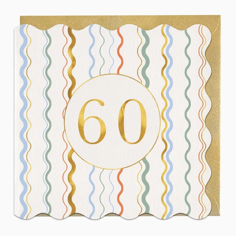 H046 - Stripey 60 Birthday Card