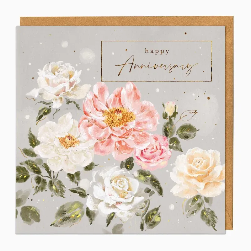 F402 - Peonies &amp; Roses Anniversary Card