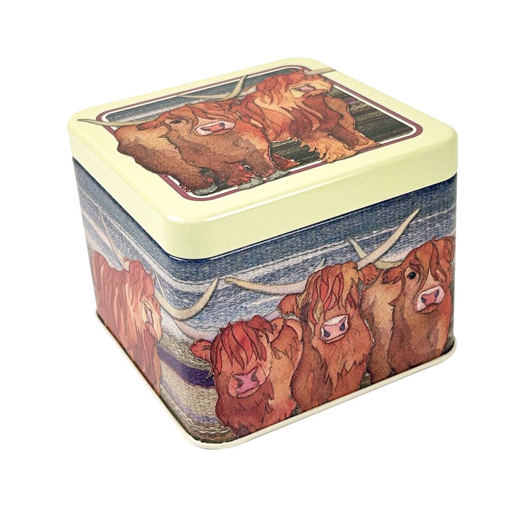 Highland Cows Small Square Tin