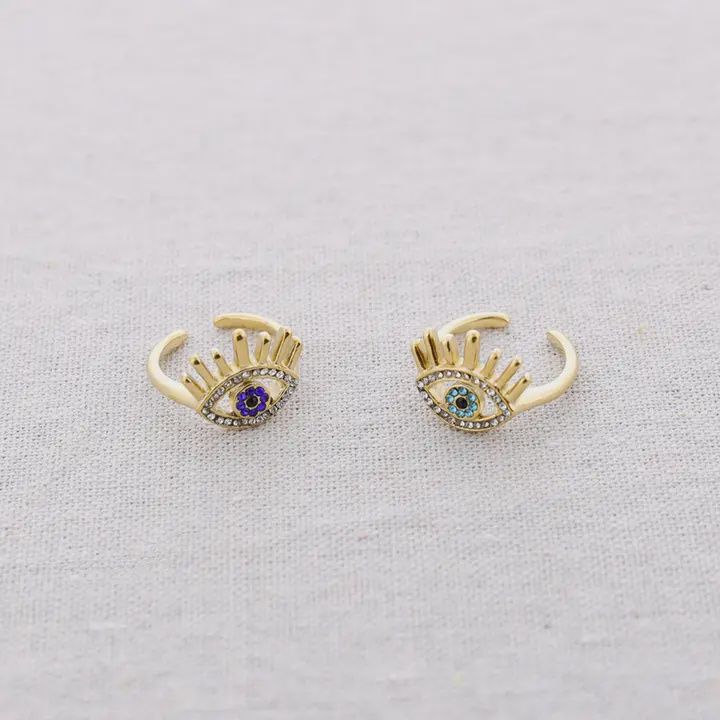 Gold Turkish Eye Crystal Steel Ring