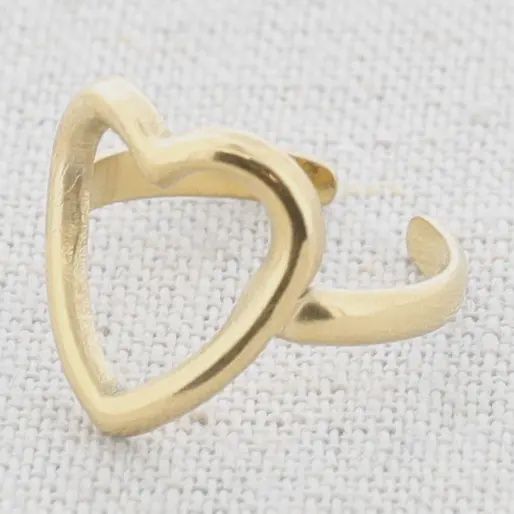 Gold Heart Shaped Steel Ring