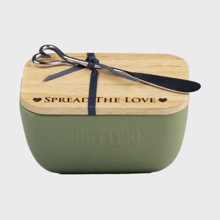 Spread the Love Butter Dish &amp; Knife Set, Color: Green