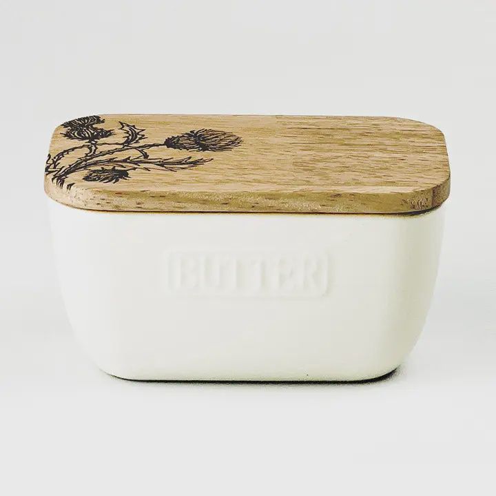 Selbrae Butter Dish Thistle White