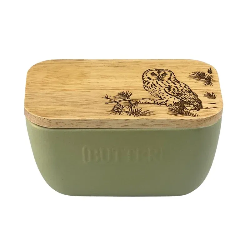 Selbrae House Butter Dish Tawny Owl Sage Green