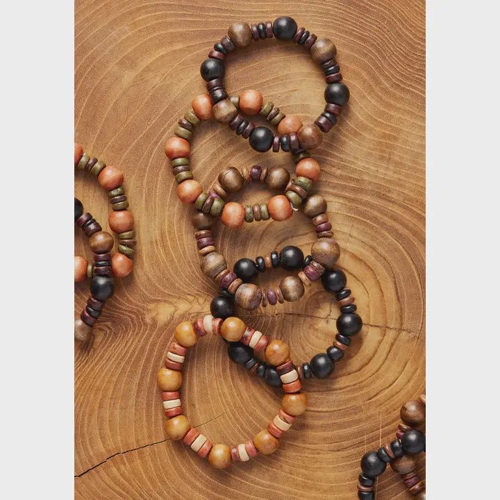 Wood Bead Elastic Bracelet