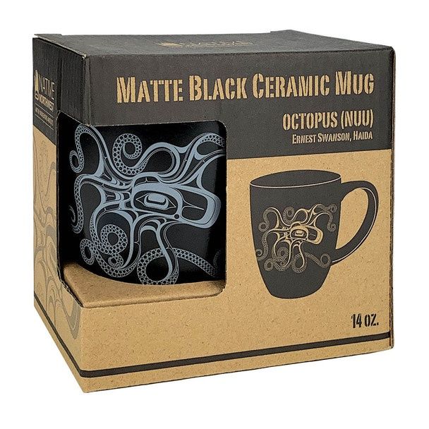 Matte Black Ceramic Octopus Mug