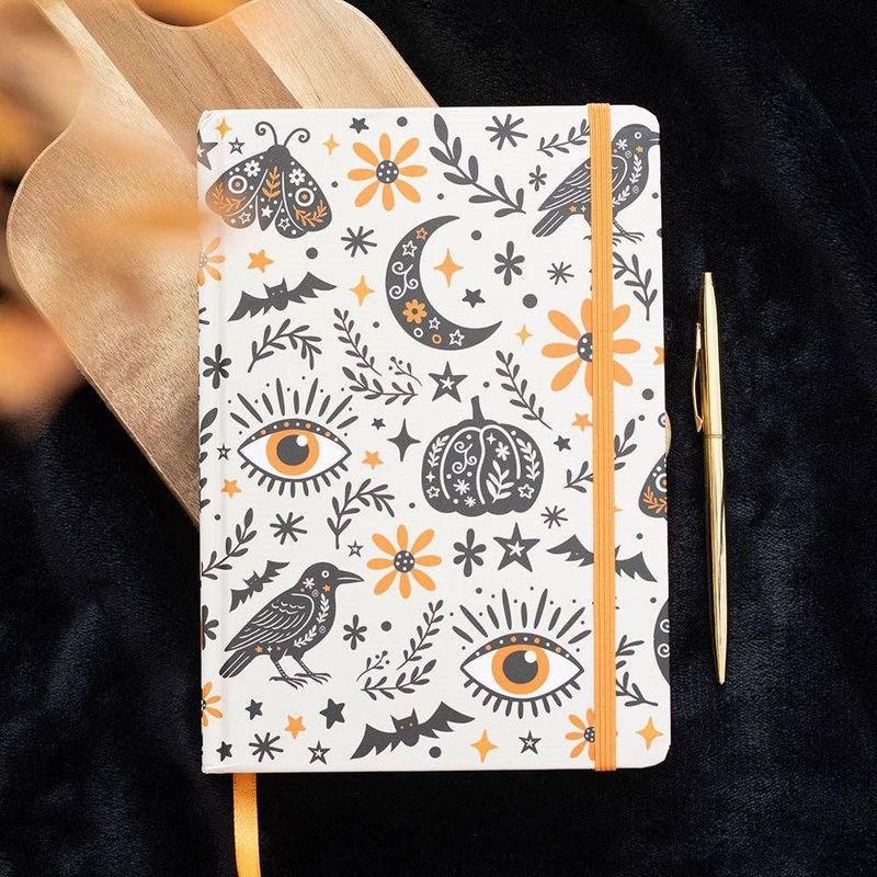 Frightful Folk Print Halloween Notebook