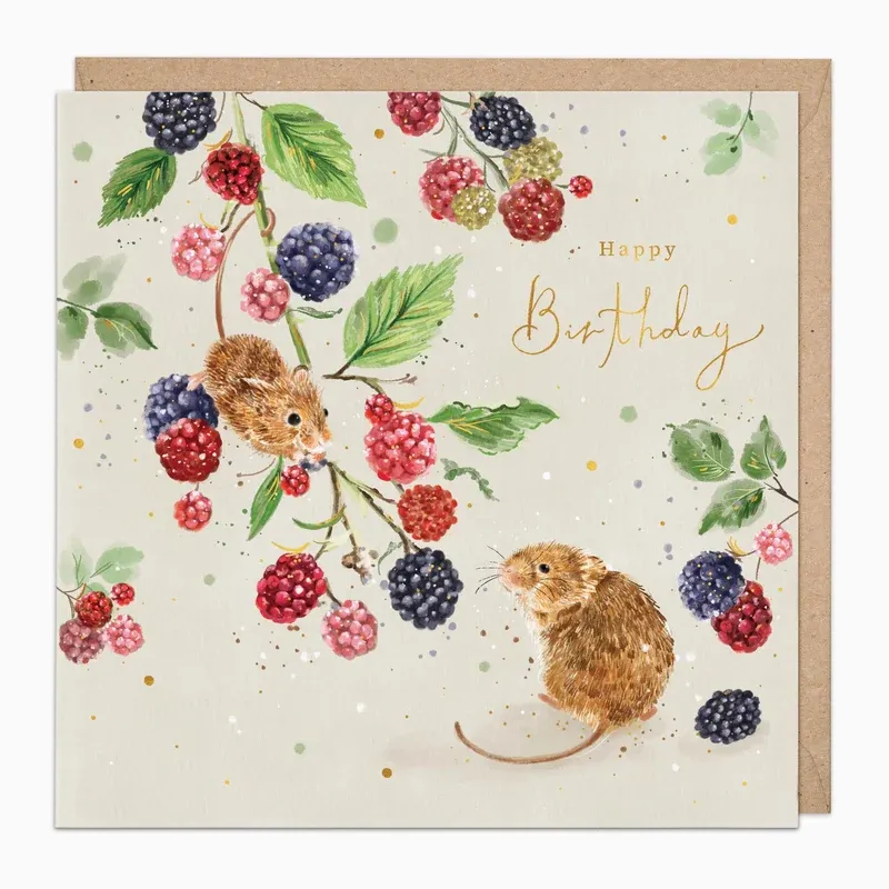 G570 - Blackberry Mice Birthday Card