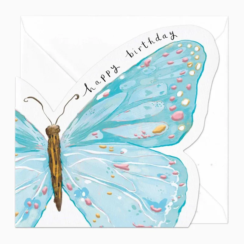 F125 - Blue Butterfly Birthday Card