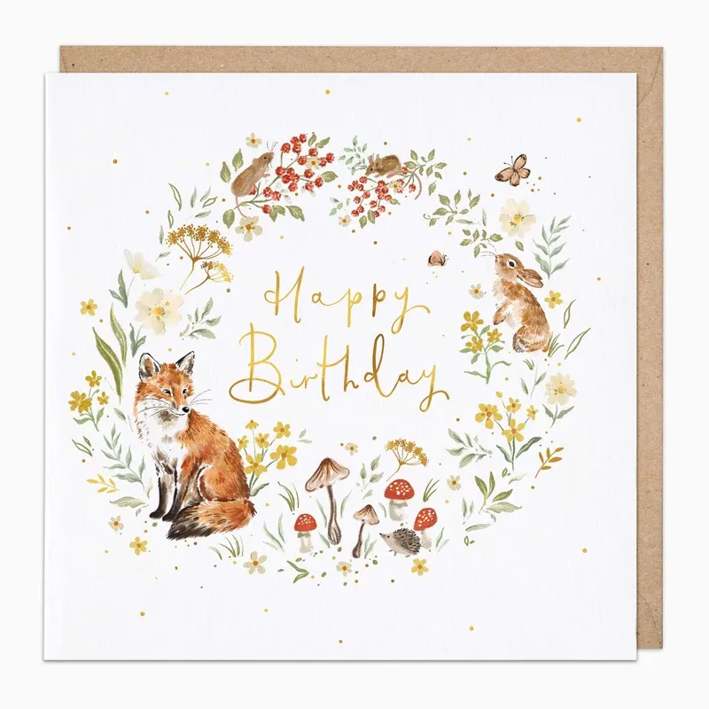 H368 - Woodland Wreath Birthday Card
