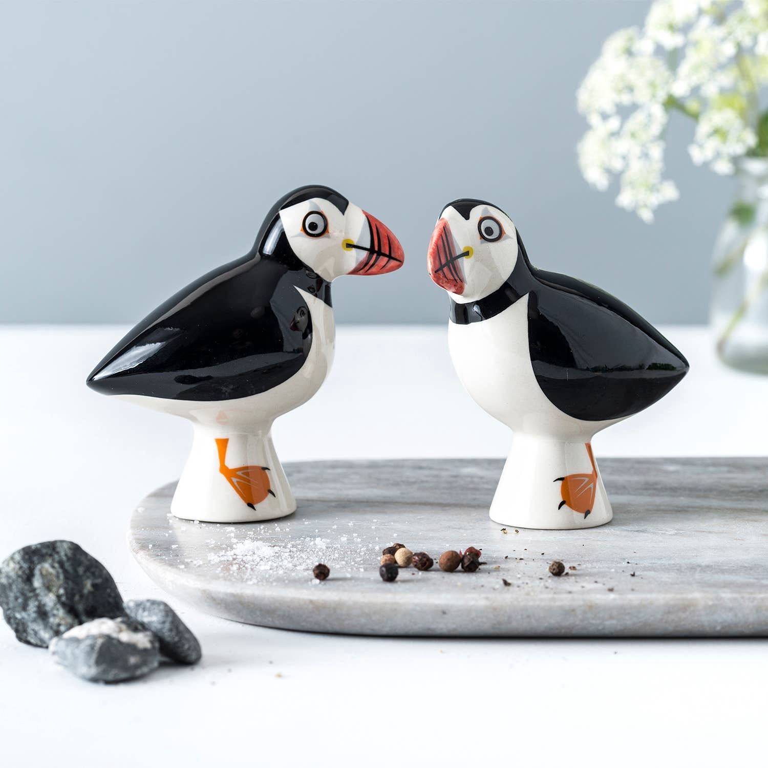 Handmade Ceramic Puffin Salt and Pepper Shakers