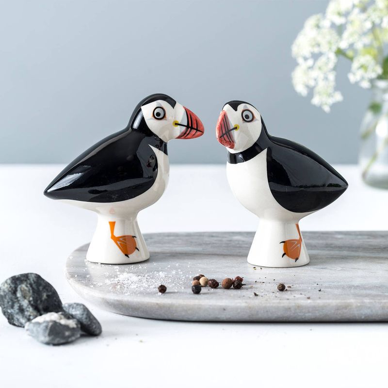 Handmade Ceramic Puffin Salt and Pepper Shakers
