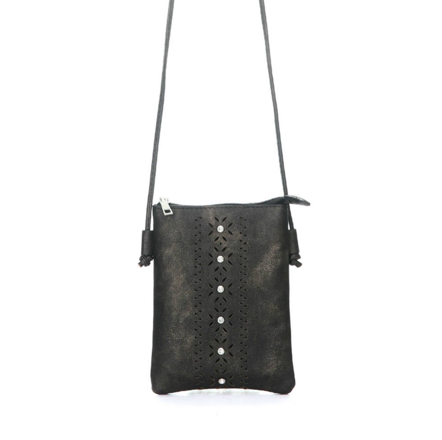 Crossbody Cellphone Bag with Studs Black