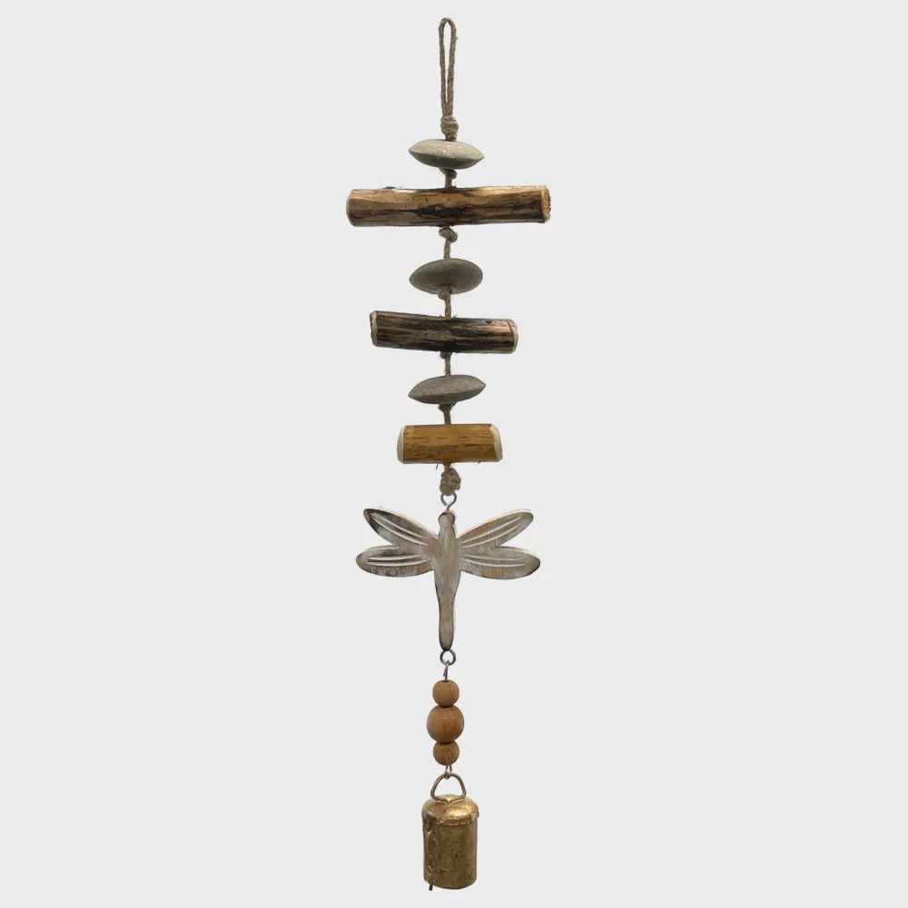 Mango Wood Dragonfly Bell Chime Hanger