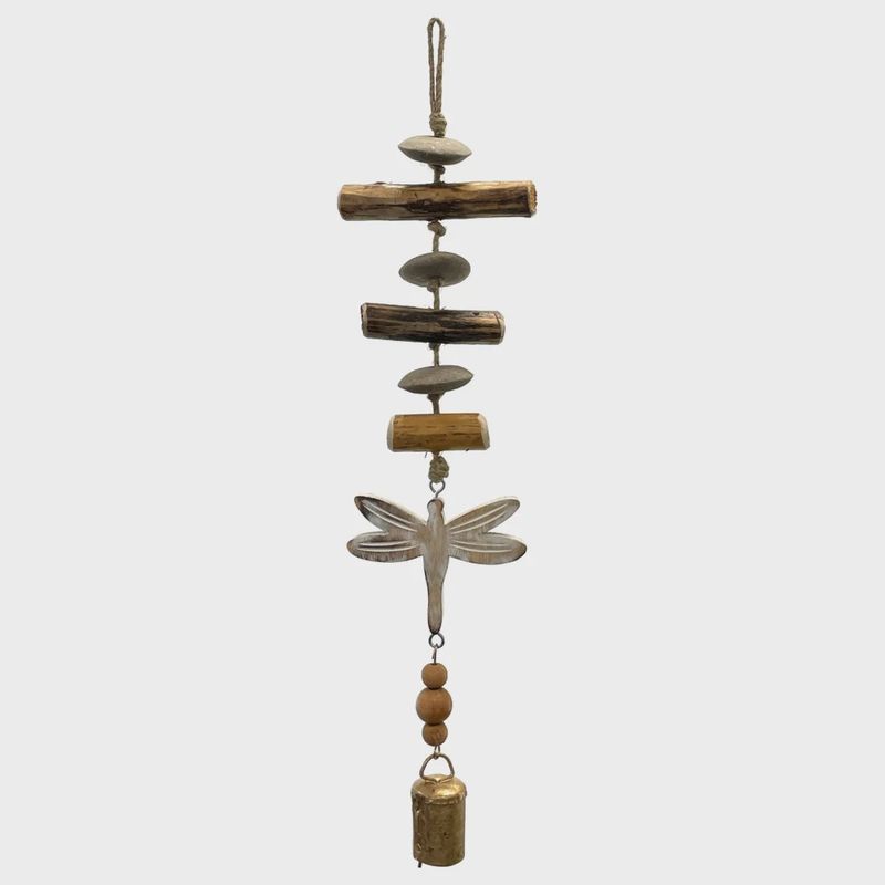 Mango Wood Dragonfly Bell Chime Hanger