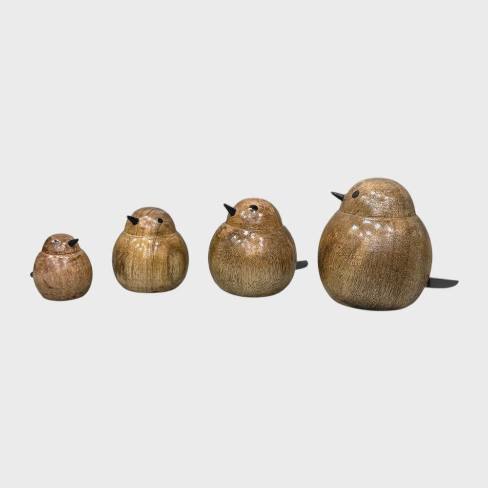 Scandi Mango Wood Derpy Birds Set of 4