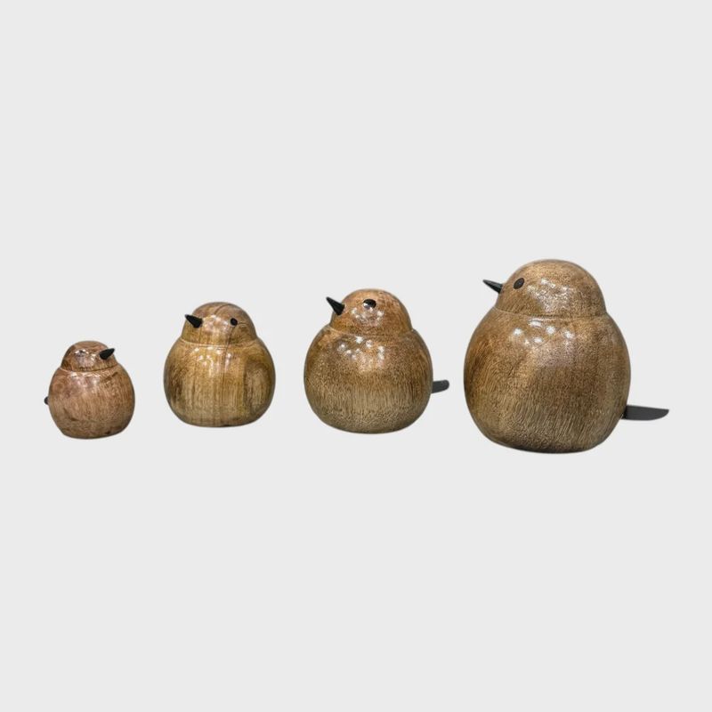 Scandi Mango Wood Derpy Birds Set of 4