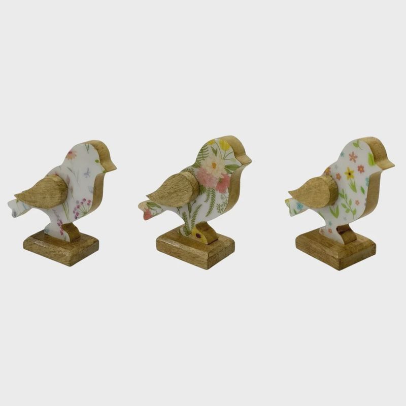 Mango Wood Floral Bird