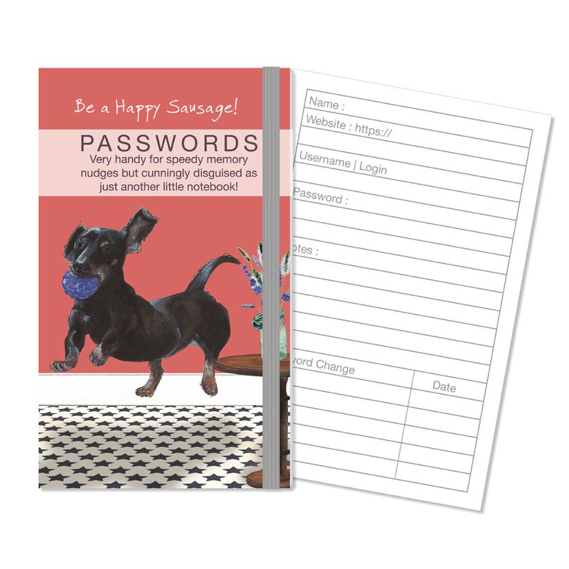 Dachshund Password Notebook - Be A Happy Sausage