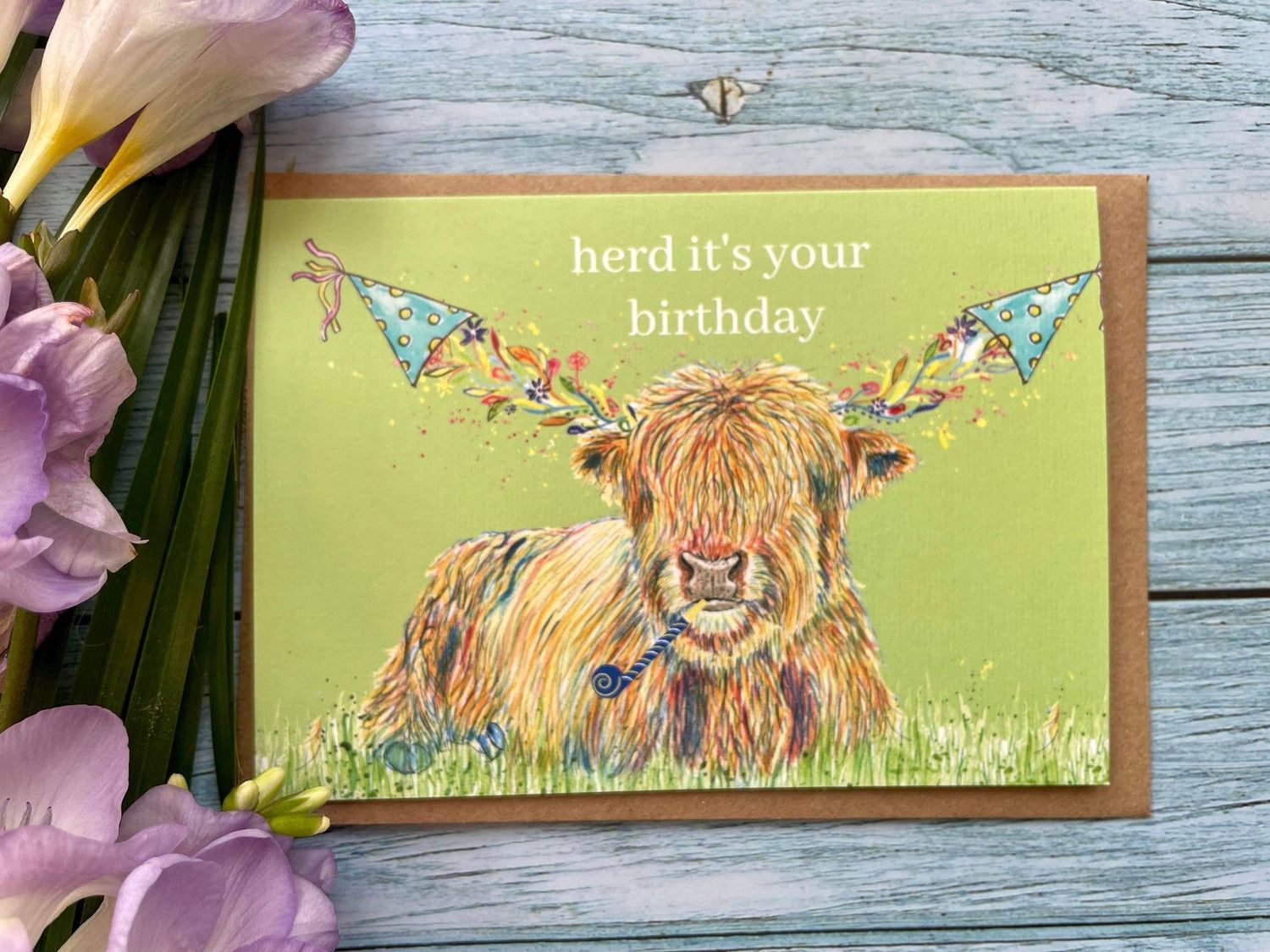 Highland Cow Eco Friendly Birthday Card | Herd It's Your Birthday, Style: Cow