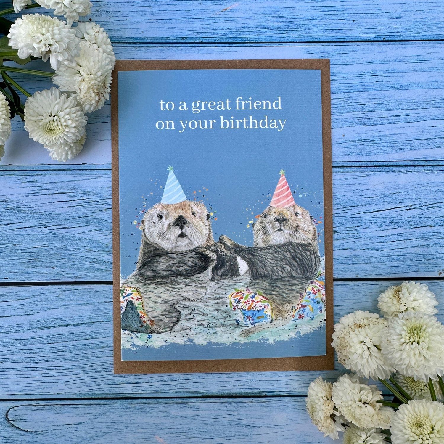 Otters Eco Friendly Birthday Card | To A Great Friend On Your Birthday, Style: Otters