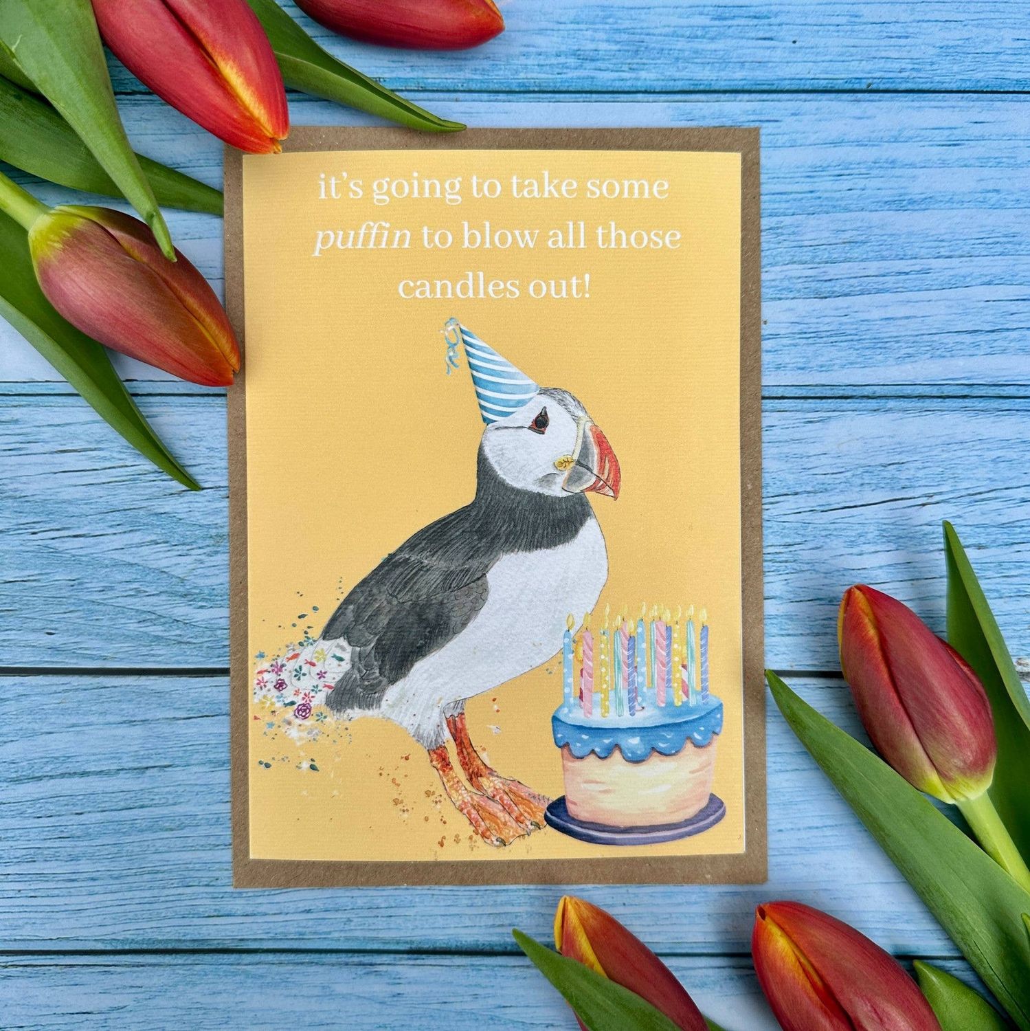 Puffin Eco Friendly Birthday Card | It's Going To Take Some Puffin To Blow All Those Candles Out!, Style: Puffin