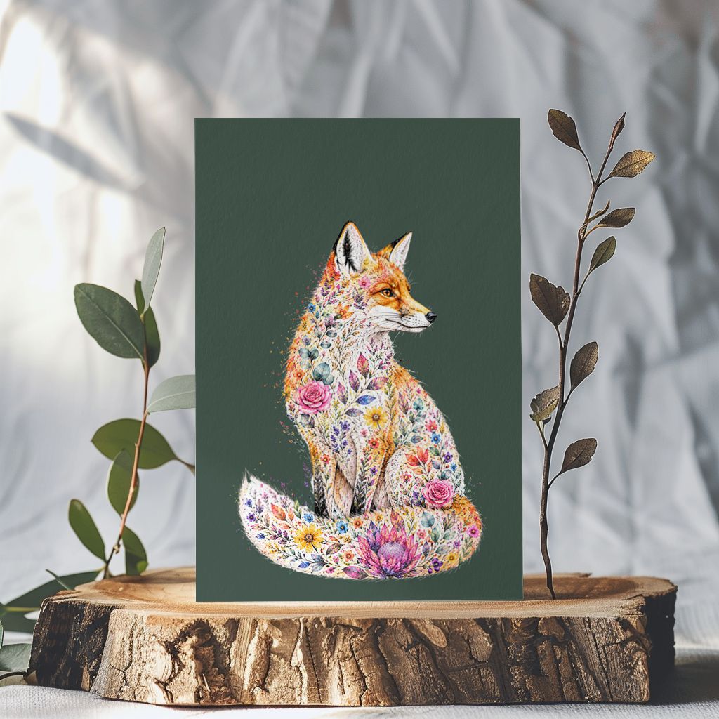 Botanical Fox Eco Friendly Greeting Card, Style: Fox