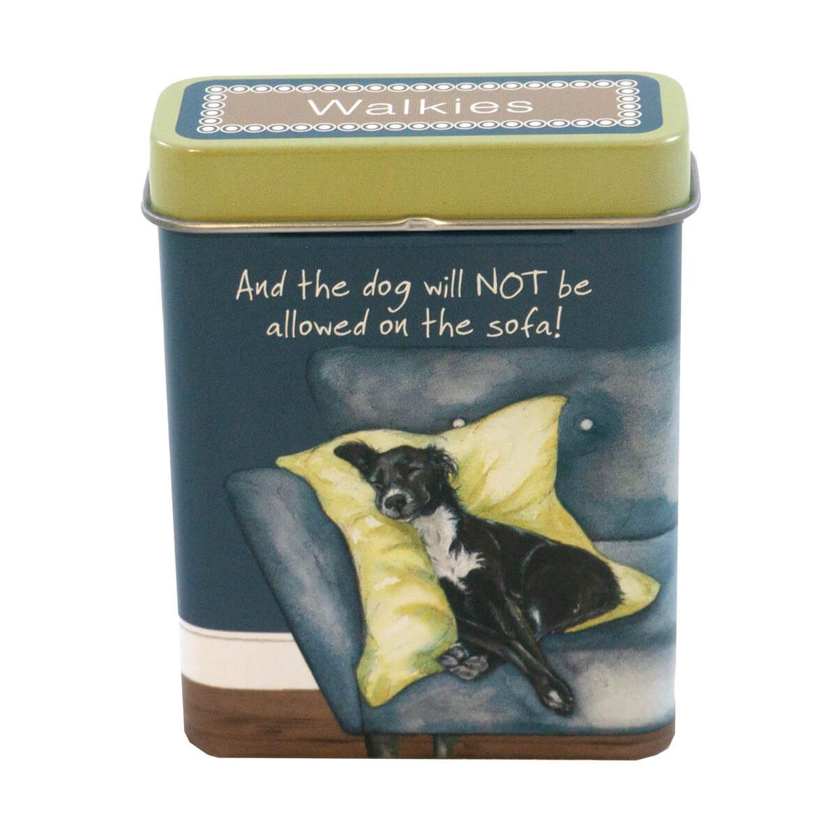 Spaniel Walkies Dog Treat Tin - And The Dog Will Not Be Allowed On The Sofa