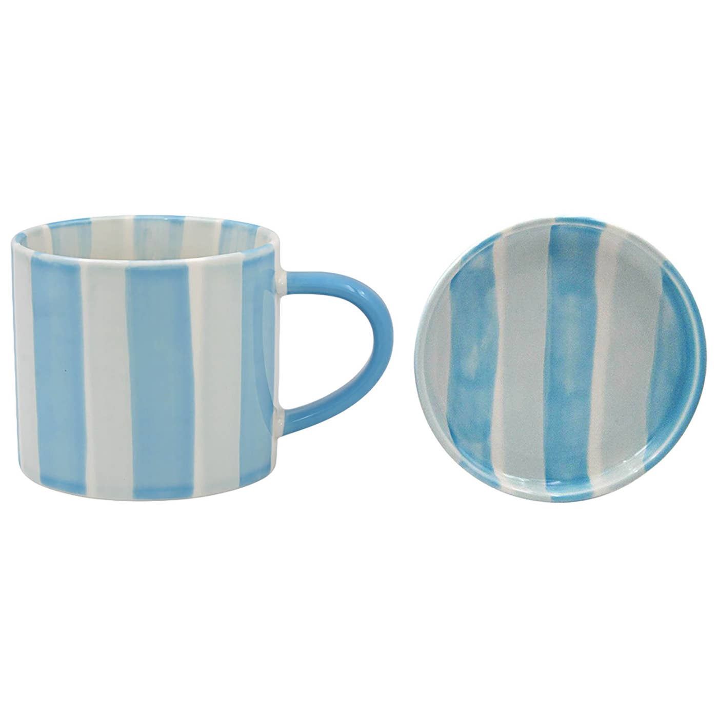 Bright Stripes Mug &amp; Coaster Blue