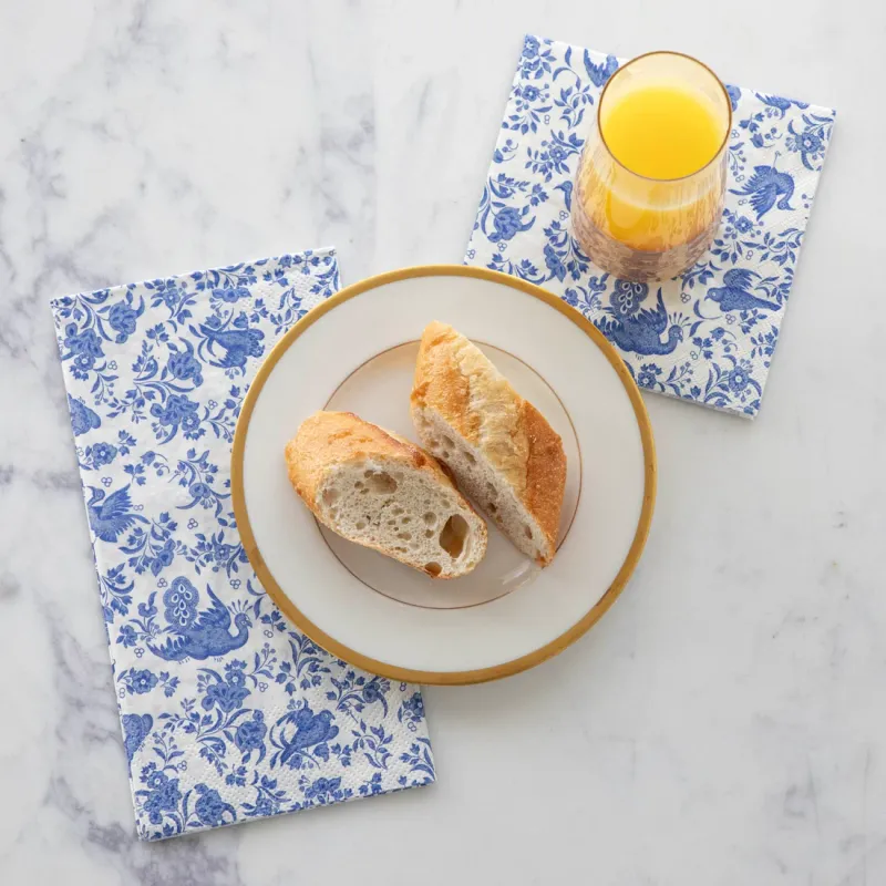 Blue Regal Peacock Guest Napkins