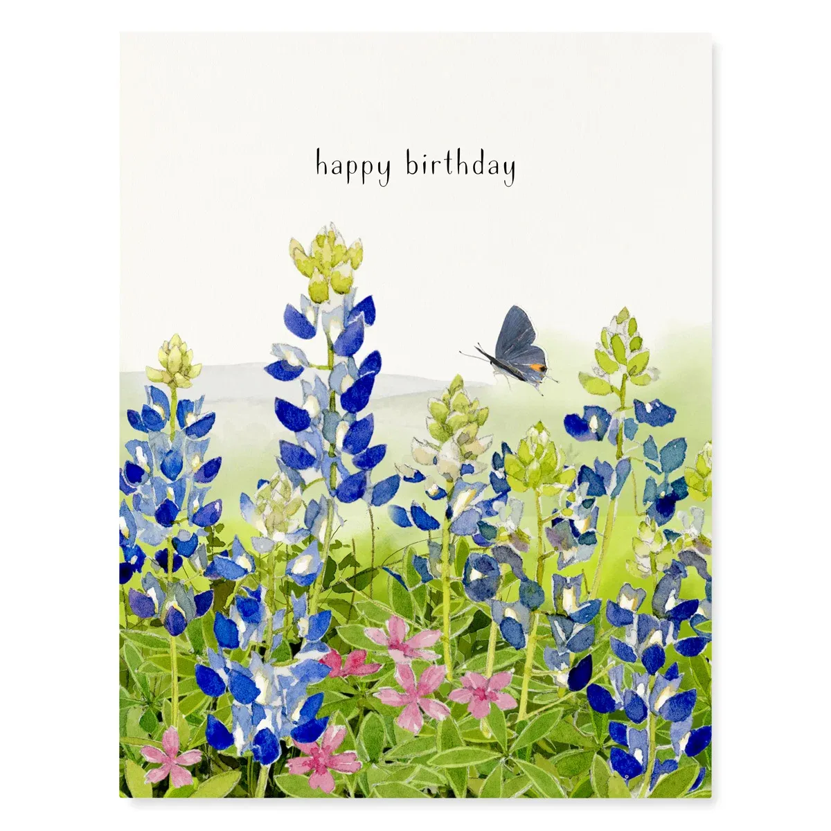 Birthday Card - Happy Birthday with Bluebonnets