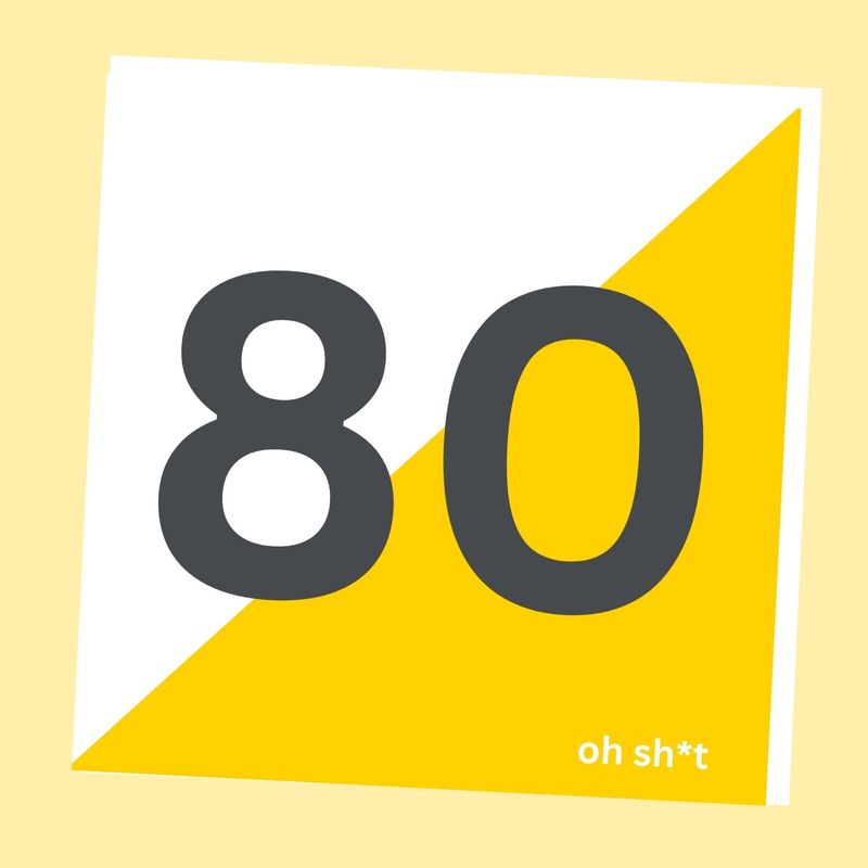80 Oh Sh*t Birthday Card Glittershed
